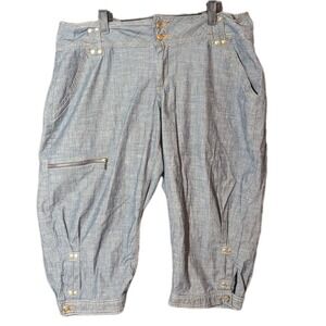 VTG Apple Bottoms Denim Crop Pants 17/18 Gold Studs Y2K Bling Zip Pocket